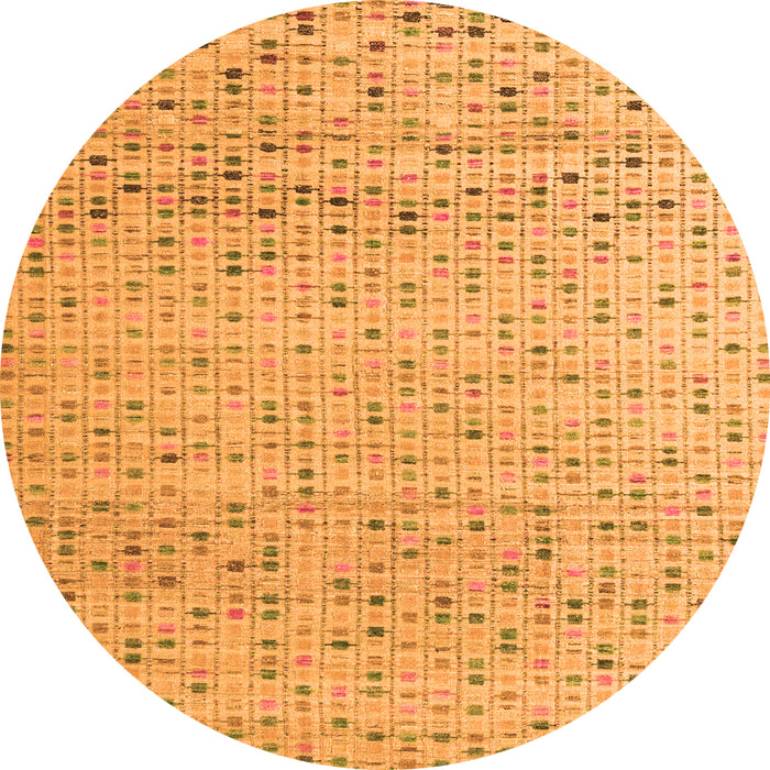 Round Machine Washable Abstract Orange Modern Area Rugs, wshabs4760org