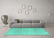 Machine Washable Abstract Turquoise Modern Area Rugs in a Living Room,, wshabs4760turq