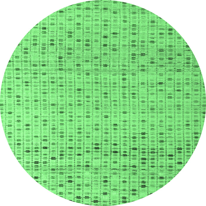 Round Machine Washable Abstract Emerald Green Modern Area Rugs, wshabs4760emgrn