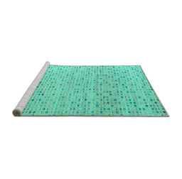 Sideview of Machine Washable Abstract Turquoise Modern Area Rugs, wshabs4760turq