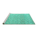 Sideview of Machine Washable Abstract Turquoise Modern Area Rugs, wshabs4760turq