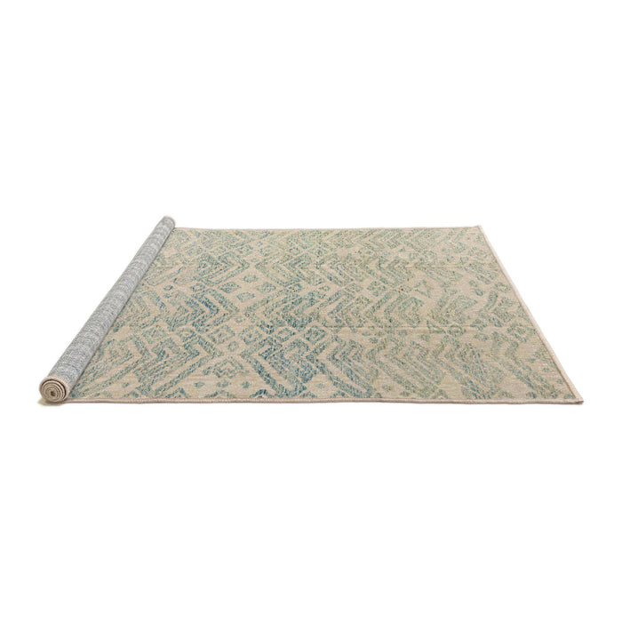 Sideview of Machine Washable Abstract Sage Green Rug, wshabs4761