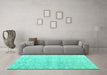 Machine Washable Abstract Turquoise Modern Area Rugs in a Living Room,, wshabs4761turq