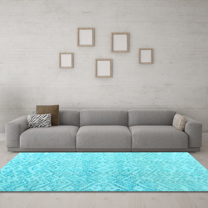 Machine Washable Abstract Light Blue Modern Rug in a Living Room, wshabs4761lblu