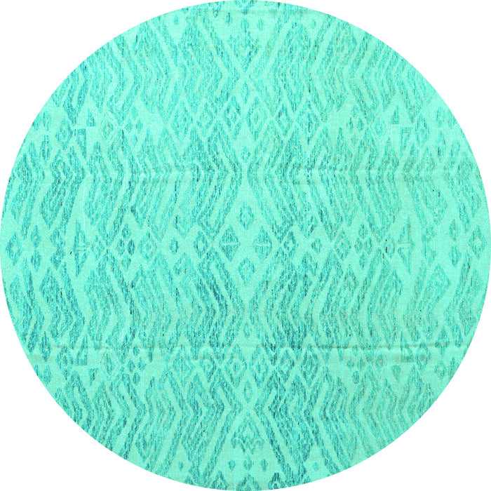 Round Abstract Turquoise Modern Rug, abs4761turq