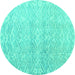 Round Abstract Turquoise Modern Rug, abs4761turq