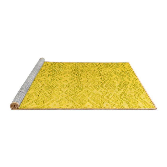 Sideview of Machine Washable Abstract Yellow Modern Rug, wshabs4761yw