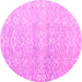 Round Machine Washable Abstract Pink Modern Rug, wshabs4761pnk