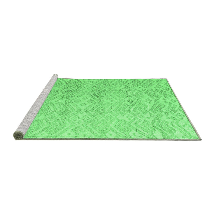 Sideview of Machine Washable Abstract Emerald Green Modern Area Rugs, wshabs4761emgrn