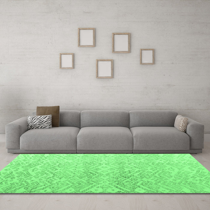 Machine Washable Abstract Emerald Green Modern Area Rugs in a Living Room,, wshabs4761emgrn