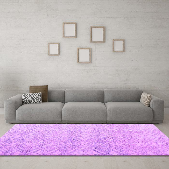 Machine Washable Abstract Purple Modern Area Rugs in a Living Room, wshabs4761pur
