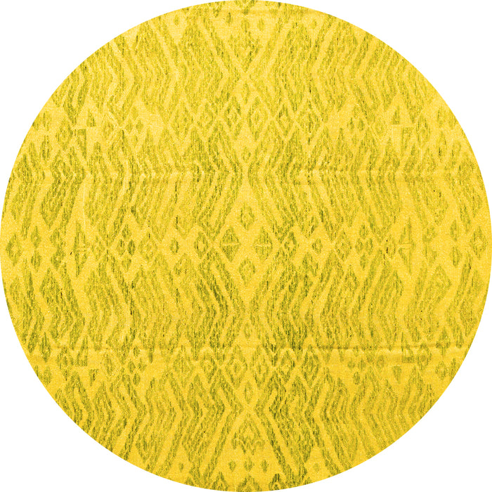 Round Machine Washable Abstract Yellow Modern Rug, wshabs4761yw