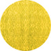 Round Machine Washable Abstract Yellow Modern Rug, wshabs4761yw