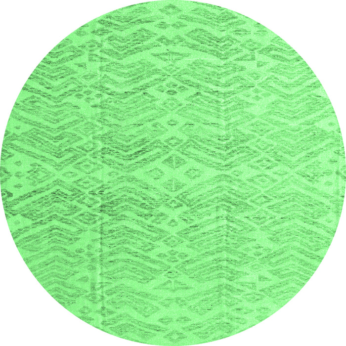 Round Abstract Emerald Green Modern Rug, abs4761emgrn