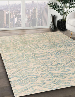 Machine Washable Abstract Sage Green Rug in a Family Room, wshabs4761