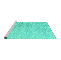 Sideview of Machine Washable Abstract Turquoise Modern Area Rugs, wshabs4761turq