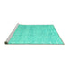 Sideview of Machine Washable Abstract Turquoise Modern Area Rugs, wshabs4761turq