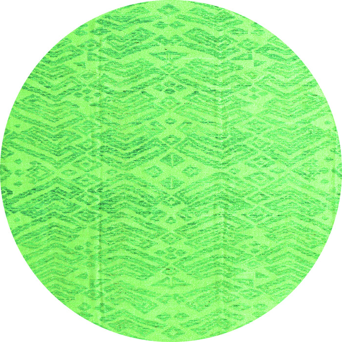 Round Machine Washable Abstract Green Modern Area Rugs, wshabs4761grn