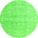 Round Machine Washable Abstract Green Modern Area Rugs, wshabs4761grn