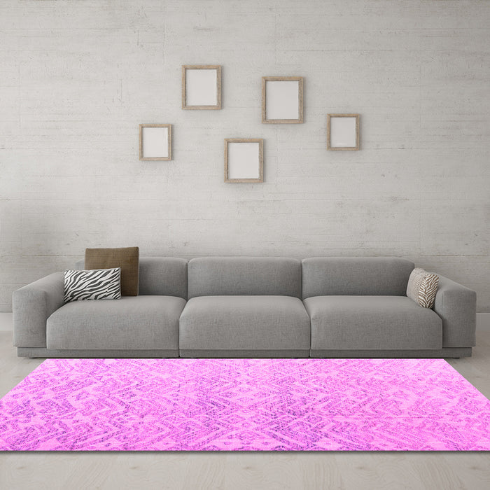 Machine Washable Abstract Pink Modern Rug in a Living Room, wshabs4761pnk