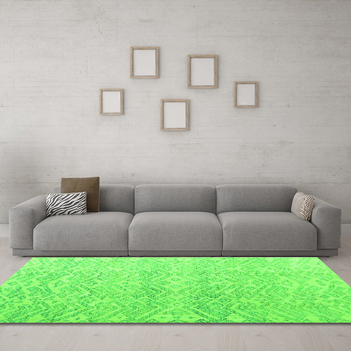 Machine Washable Abstract Green Modern Area Rugs in a Living Room,, wshabs4761grn