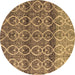 Round Machine Washable Abstract Brown Modern Rug, wshabs4762brn