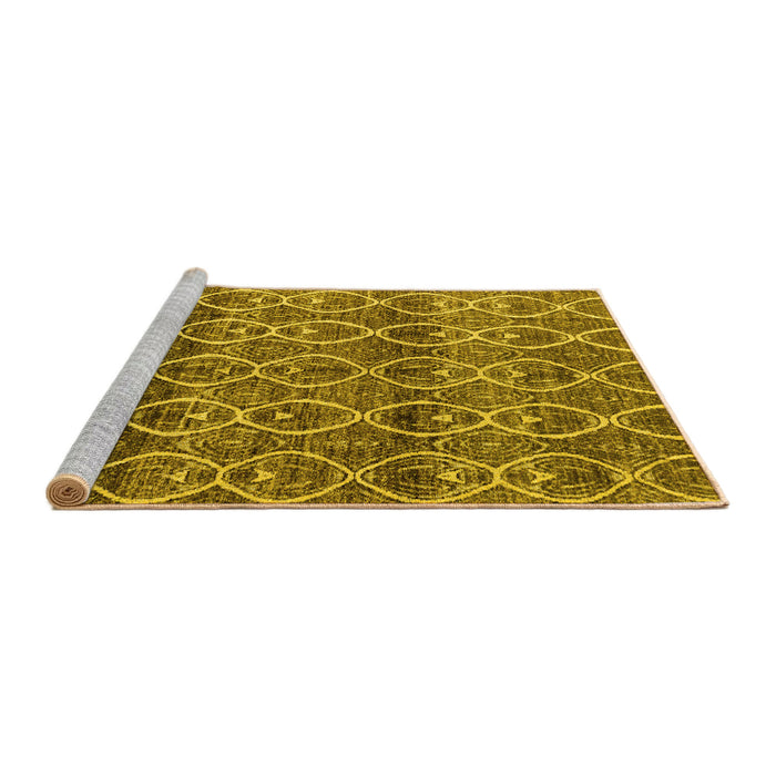 Sideview of Machine Washable Abstract Yellow Modern Rug, wshabs4762yw