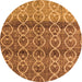 Round Machine Washable Abstract Orange Modern Area Rugs, wshabs4762org