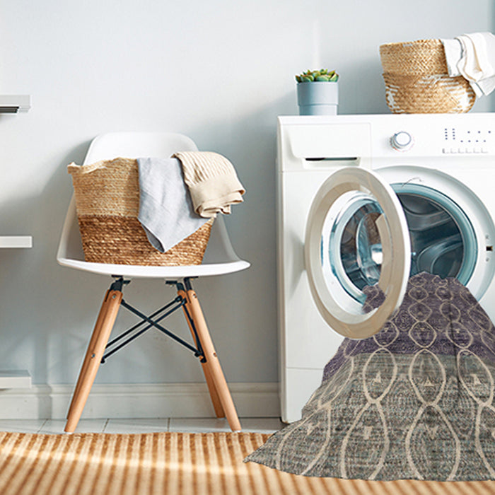 Machine Washable Abstract Sage Green Rug in a Washing Machine, wshabs4762