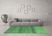 Machine Washable Abstract Emerald Green Modern Area Rugs in a Living Room,, wshabs4762emgrn