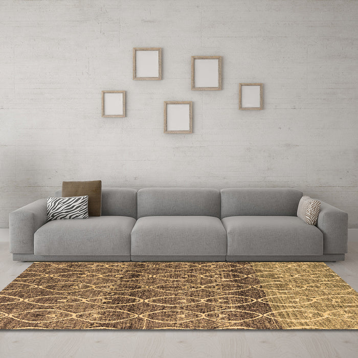 Machine Washable Abstract Brown Modern Rug in a Living Room,, wshabs4762brn