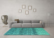 Machine Washable Abstract Turquoise Modern Area Rugs in a Living Room,, wshabs4762turq