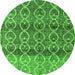 Round Machine Washable Abstract Green Modern Area Rugs, wshabs4762grn