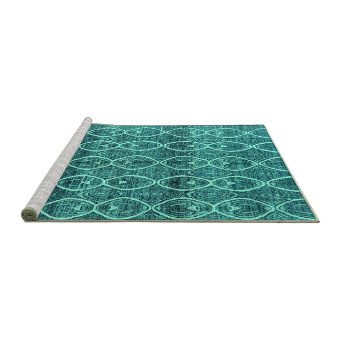 Sideview of Machine Washable Abstract Turquoise Modern Area Rugs, wshabs4762turq