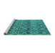 Sideview of Machine Washable Abstract Turquoise Modern Area Rugs, wshabs4762turq