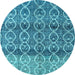 Round Abstract Light Blue Modern Rug, abs4762lblu