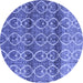 Round Abstract Blue Modern Rug, abs4762blu