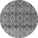 Round Machine Washable Abstract Gray Modern Rug, wshabs4762gry