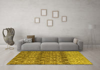 Machine Washable Abstract Yellow Modern Rug, wshabs4762yw