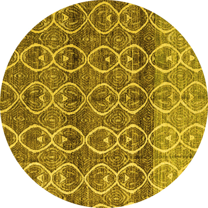 Round Abstract Yellow Modern Rug, abs4762yw