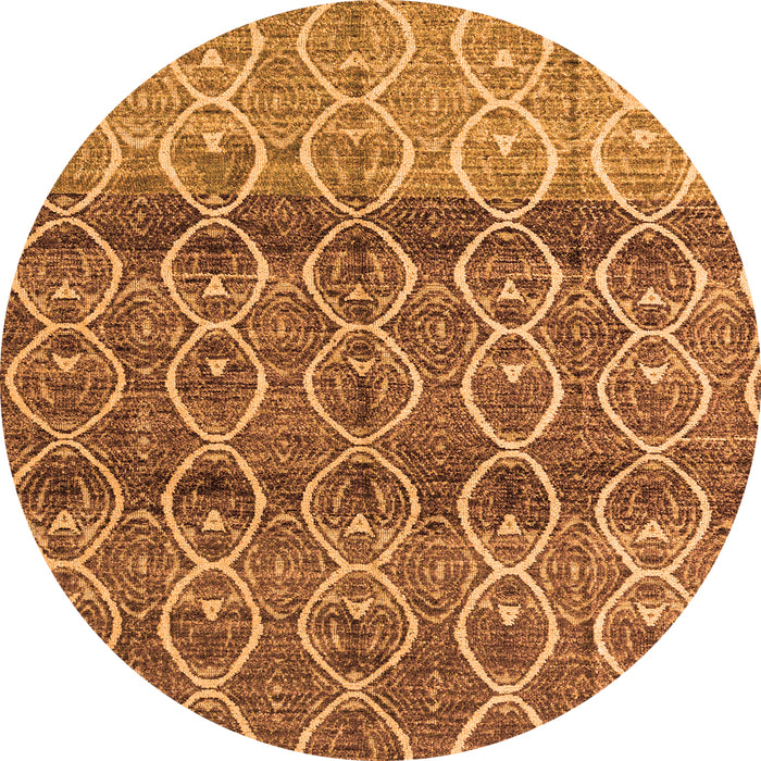 Round Abstract Orange Modern Rug, abs4762org
