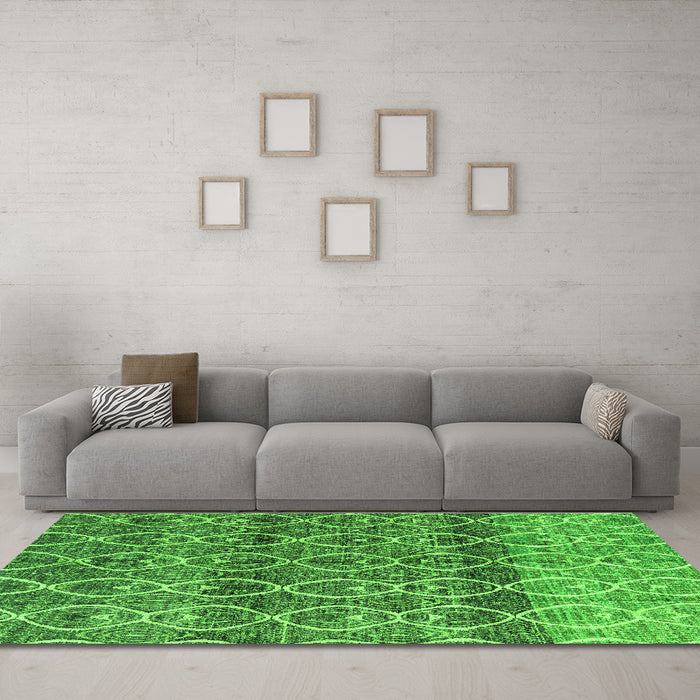 Machine Washable Abstract Green Modern Area Rugs in a Living Room,, wshabs4762grn
