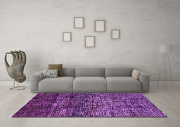 Machine Washable Abstract Purple Modern Area Rugs in a Living Room, wshabs4763pur