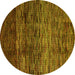 Round Abstract Yellow Modern Rug, abs4763yw