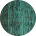 Round Abstract Turquoise Modern Rug, abs4763turq