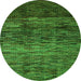 Round Abstract Green Modern Rug, abs4763grn