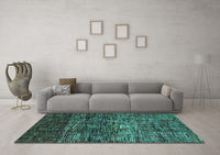 Machine Washable Abstract Turquoise Modern Rug, wshabs4763turq