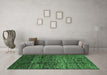 Machine Washable Abstract Emerald Green Modern Area Rugs in a Living Room,, wshabs4763emgrn