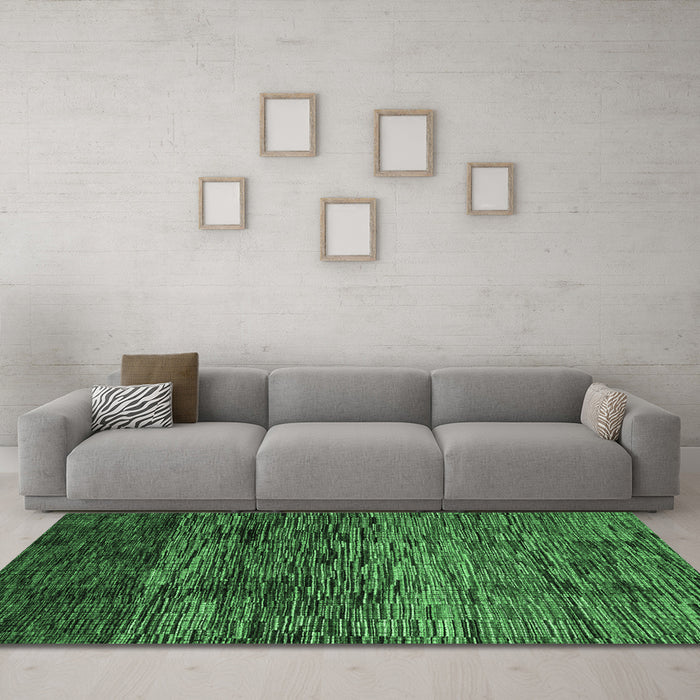 Machine Washable Abstract Emerald Green Modern Area Rugs in a Living Room,, wshabs4763emgrn