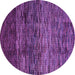 Round Machine Washable Abstract Purple Modern Area Rugs, wshabs4763pur